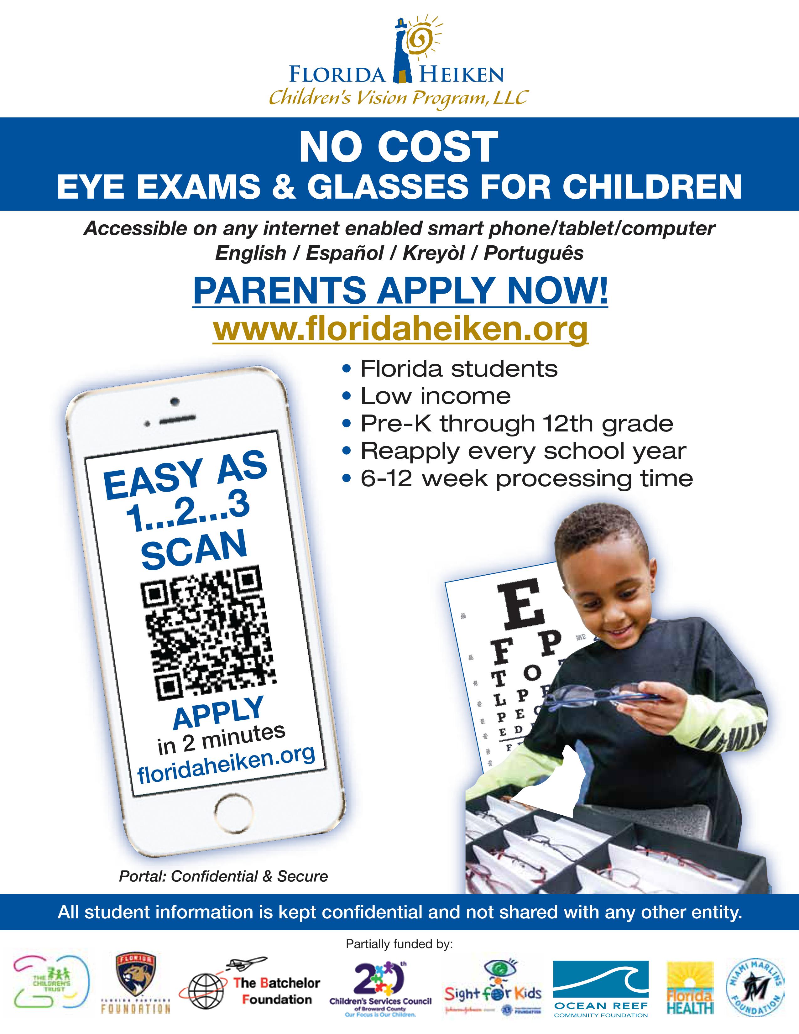 No Cost Eye Exams & Glasses for Children
